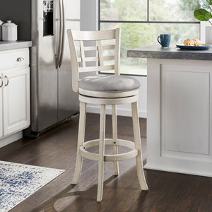 Jaxley Swivel Bar Stool Rubberwood Window Back Cushioned Kitchen Island Seat