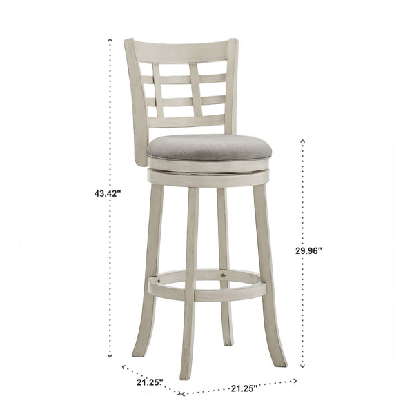 Jaxley Swivel Bar Stool Rubberwood Window Back Cushioned Kitchen Island Seat