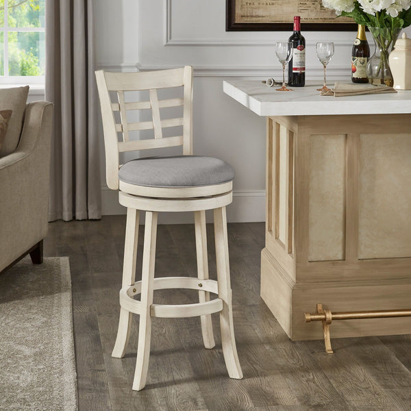 Jaxley Swivel Bar Stool Rubberwood Window Back Cushioned Kitchen Island Seat