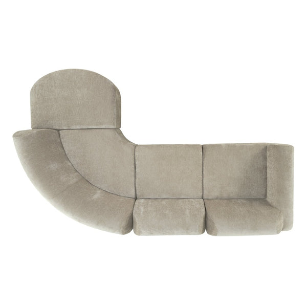 English Elm 111" Curved Sectional Sofa Set Plush Lamb Wool Upholstery Deep Seat Ottoman Lounge Espresso N767P371305E