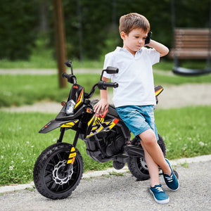 English Elm Qaba Kids Electric Dirt Bike 6v Battery Powered Ride on with Training Wheels Ages 3 to 8 Yellow W2225P249806