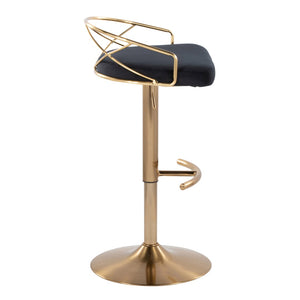 English Elm Adjustable Swivel Barstools Mid-century Modern Walnut and Cream Faux Leather Set of 2 Black B202S02170