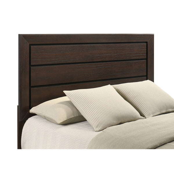 English Elm Villeparisis Dark Cocoa Panel Bed California King with Slatted Ventilation, Sturdy Modern Wood Grain Finish B062S00684