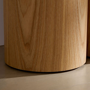 English Elm 66.93'' Slim Matte Console Table with Sculptural Cylinder Legs for Entryway or Foyer Natural W876S00338