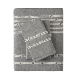 English Elm King/Cal King Kara Cotton Jacquard Duvet Cover Set — OEKO-TEX Eco-Friendly Striped & Diamond Bedding, Button Closure, Tie Corners, Easy Care Gray 11.81 L x 9.84 W x 6.3 H B03596508