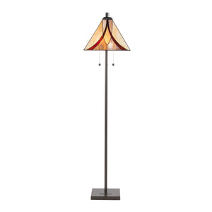 English Elm 63" Tiffany Style Floor Lamp with Stained Green Glass and Bronze Finish B202P471645