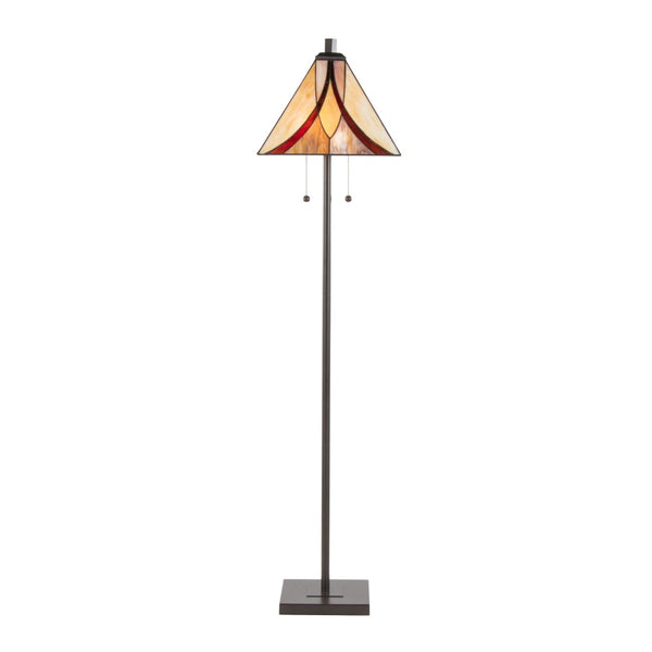 English Elm 63" Tiffany Style Floor Lamp with Stained Green Glass and Bronze Finish B202P471645