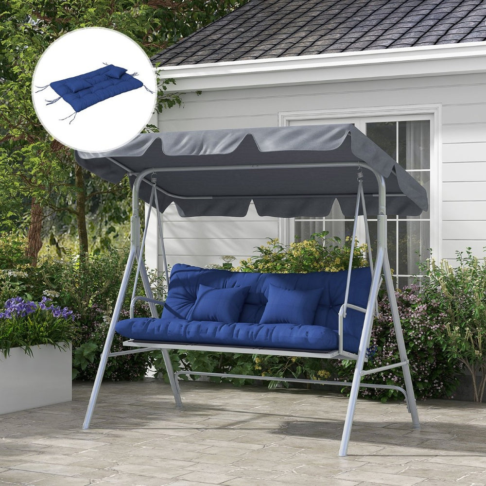 English Elm Outsunny Tufted Patio Bench Cushion Set Polyester Fill Water Resistant Outdoor Seat Blue W2225P174513