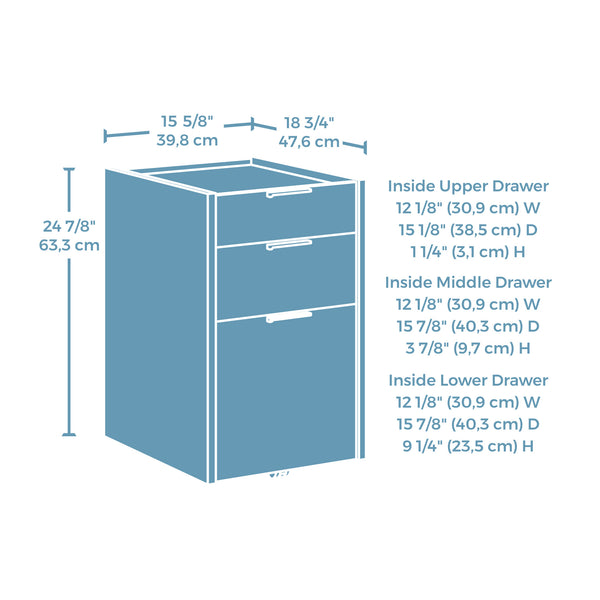 English Elm Desk Brown Engineered Wood Office Desk with Mobile File Cabinet, 71" Worktop, Ample Storage & Style B356P402804