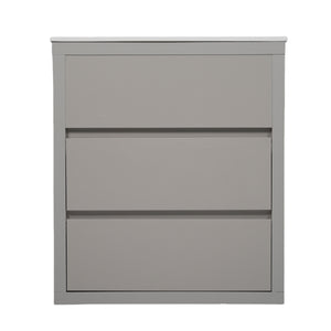 English Elm Christopher Knight Home® - 30" Bathroom Vanity with Ceramic Sink, 2 Soft-Close Full-Extension Drawers, Handle-Free 45° Design, Durable MDF Gray N817P280549G