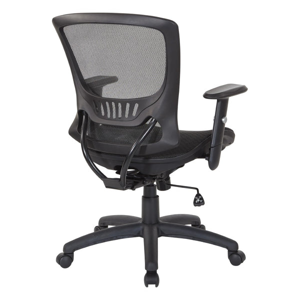 OSP Home Furnishings Mesh Back Ergonomic Office Chair with Lumbar Support Breathable Seat and Padded Arms Nylon EM98910-3