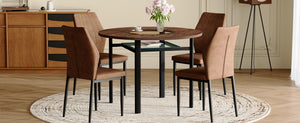 English Elm 42 Inch Round Dining Table Set Wood Grain Mdf Glass Inset with 4 Shell Chairs W1151S04475