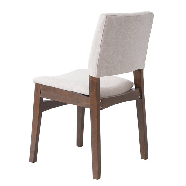 English Elm Upholstered Stackable Dining Chairs Linen Fabric Rubberwood Frame Rustic Set of 2 Walnut N752P327192D
