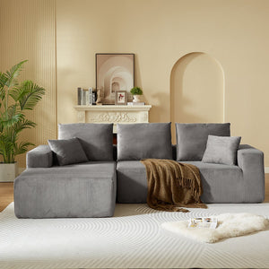 English Elm Modular Sectional Sofa - Modern L-Shaped Cloud Couch, No Assembly, Soft Corduroy, Versatile Comfort W3434S00002