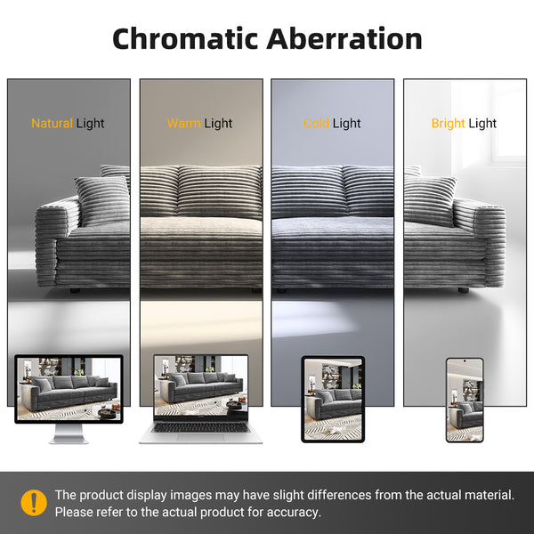 English Elm 102.4" Plush Corduroy 4-Seat Sofa - Modern Cloud Couch With Movable Ottoman & Soft Pillows For Comfort W1885S00106