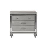 English Elm Dovii Silver 3-Drawer Nightstand With Mirror Accent