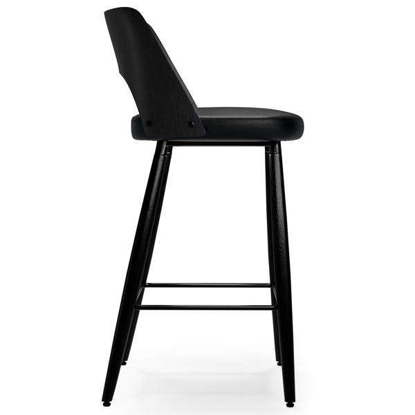 English Elm Callie Contemporary Counter Height Stool Set of 2 with Vegan Faux Leather Upholstery and Footrest Black B136P252643