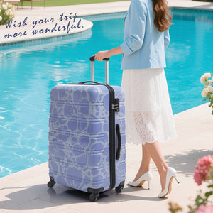 English Elm Hardshell Polycarbonate Luggage Set Three Piece Tsa Lock Spinner Travel Suitcases Blue N732P306618C