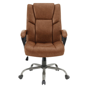 OSP Home Furnishings Execuative High Back Faux Leather Office Chair with Lumbar Support and Pneumatic Lift Mid-Back Saddle FL14571-U41