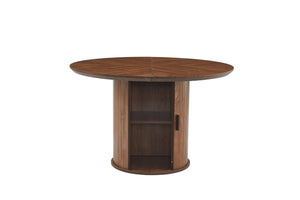 English Elm Round Wood Dining Table with Dual Storage Compartments for Kitchen or Small Spaces W3590P355174