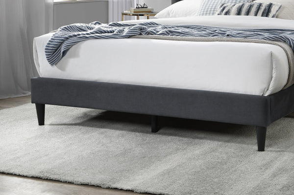 English Elm Elegant Velvet Upholstered Queen Bed with Geometric Stitched Headboard, Platform Design, 12" Height Charcoal 66 L x 23 W x 9 H B011P238937