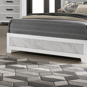 English Elm Contemporary Full Size Bed With Faux Marble Headboard - Elegant White Rubberwood Furniture Set B2741S00712