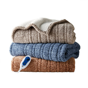 JLA Home True North by Sleep Philosophy - Heated Sherpa Throw with 3 Heat Settings, Overheat Protection, Machine Washable Comfort Layering Blue TN54-0509