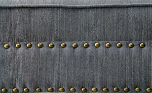 English Elm Gray Upholstered Chaise Bench with Nailhead Trim, Curved Arm, Pillow Included, Transitional Linen Look, 61"W x 25"D x 31.5"H, Plush Comfort B011P305692