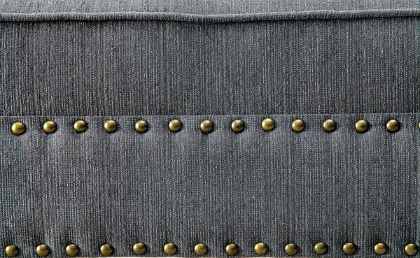 English Elm Gray Upholstered Chaise Bench with Nailhead Trim, Curved Arm, Pillow Included, Transitional Linen Look, 61"W x 25"D x 31.5"H, Plush Comfort B011P305692