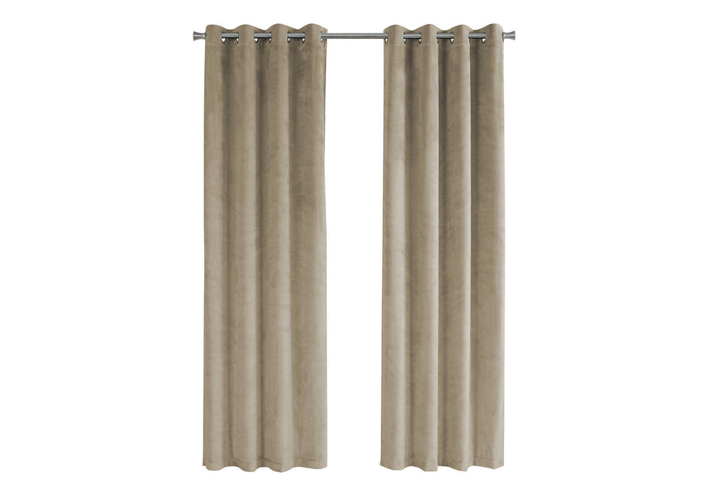 English Elm Curtain Panel Set - 2 Stylish Beige Velvet 54"W X 84"L Room Darkening Panels For Modern Décor B2710P218771