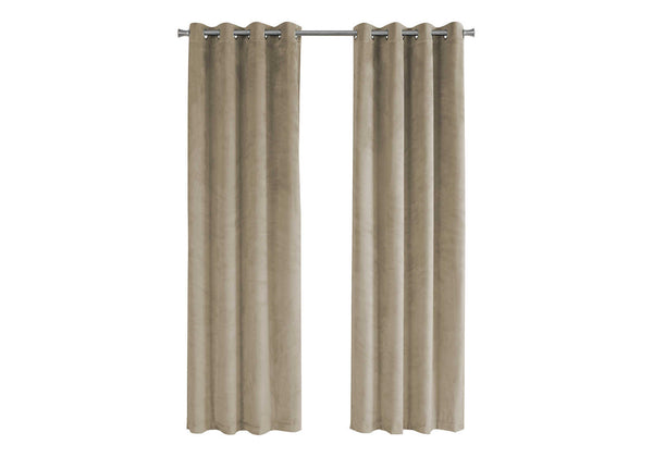 English Elm Curtain Panel Set - 2 Stylish Beige Velvet 54"W X 84"L Room Darkening Panels For Modern Décor B2710P218771