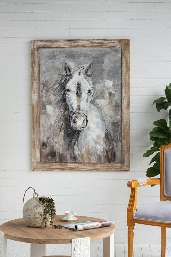English Elm 35.4x47.2x1.2" Hand-painted Floral Canvas with Rustic Fir Frame for Farmhouse Walls W2078P481784