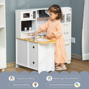 English Elm Qaba Corner Play Kitchen Set with Sound Effects Realistic Appliances Mdf Construction W2225P217656