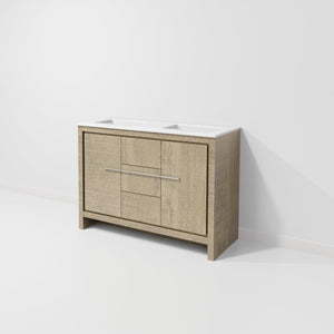 English Elm Rustic Acacia Double Bath Vanity 48" W X 20" D With Durable Cultured Marble Top & Soft-Close Drawers B2731P259408-GIGA