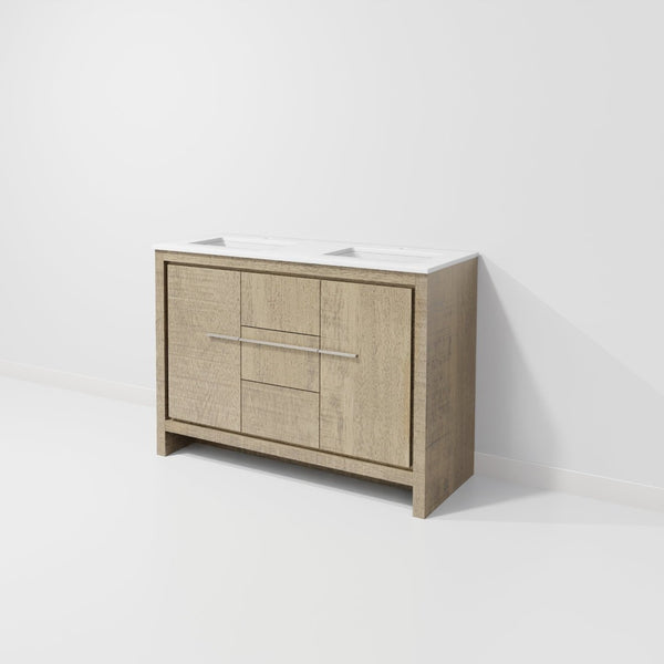 English Elm Rustic Acacia Double Bath Vanity 48" W X 20" D With Durable Cultured Marble Top & Soft-Close Drawers B2731P259408-GIGA