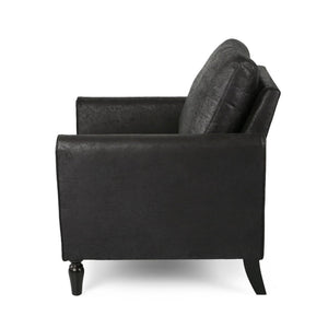 English Elm Chair Low Profile Club Seat Birch Frame Microfiber Upholstery Modern Living Room 63565.00MFBLK