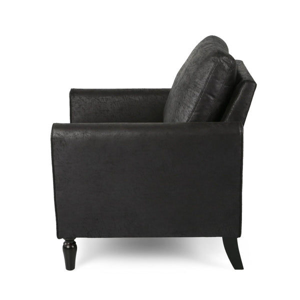 English Elm Chair Low Profile Club Seat Birch Frame Microfiber Upholstery Modern Living Room 63565.00MFBLK