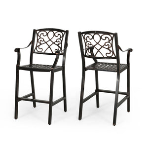English Elm Christopher Knight Home® - WATERBURY Irene Outdoor 28" Aluminum Barstool Set of 2 – Copper Cast Aluminum, Weather-Resistant Elegance 65143.00