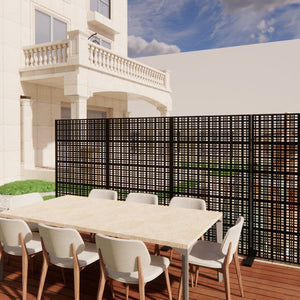 English Elm Metal Grid Privacy Screen Freestanding Powder Coated Divider for Patio or Balcony W1586P455078