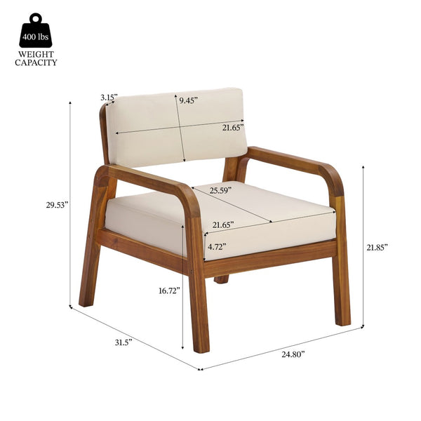 English Elm Outdoor Solid Acacia Wood Patio Armchair Teak Finish Slat Back Poolside Lounge N768P382498T