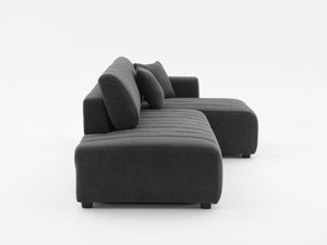 English Elm Scandinavian Channel Tufted L Shaped Sectional Sofa with Plush Foam Cushions B2730S00043