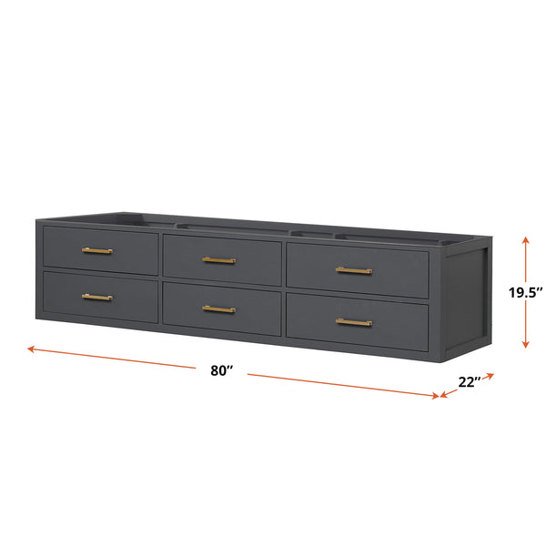 English Elm Black Double Bath Vanity - 80" Midcentury Modern Design With Ample Storage & Soft-Close Hardware B2731P258094