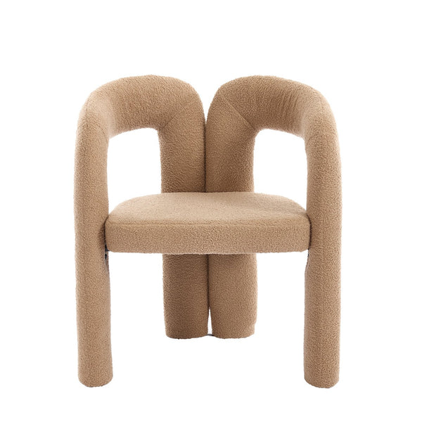 English Elm Contemporary Velvet Upholstered Barrel Accent Chair Set of 2 with Foam Seat, Steel Frame, Plush Upholstery Camel Teddy W395P224766