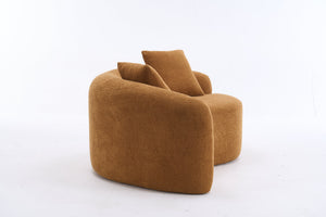 English Elm LY-042 Zen-Inspired S-Curved Dual-Depth Loveseat with Chenille Upholstery, Ready-to-Use Comfort Orange W2231P329720