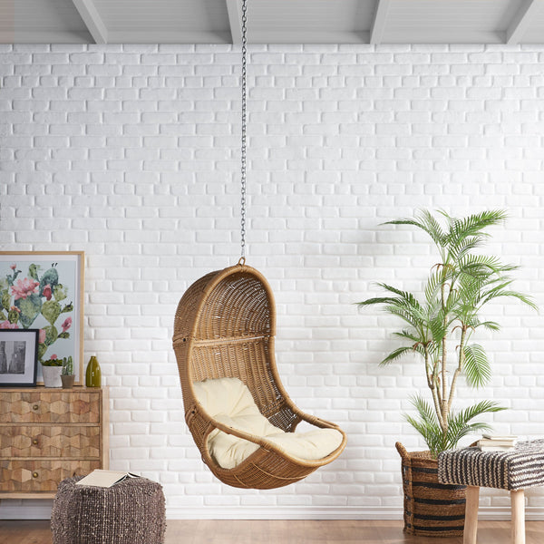 English Elm Christopher Knight Home® - Berkshire Woven Hanging Chair With 8Ft Adjustable Chain – Cozy Indoor/Outdoor Seat With Cushions 70842.00BGE