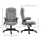 English Elm Homcom 6 Point Vibrating Massage Office Chair With Heat, Microfiber High Back Executive Office Chair With Reclining Backrest, Padded Armrests and Remote, Gray