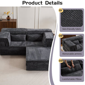 English Elm Compression Modular Sofa Bed - Cozy Convertible Design In Plush Fleece, No Assembly, Perfect For Small Spaces W3723S00029