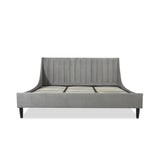 English Elm Aspen Vertical Tufted Modern Headboard Platform Bed Set, King, Opal Grey Velvet