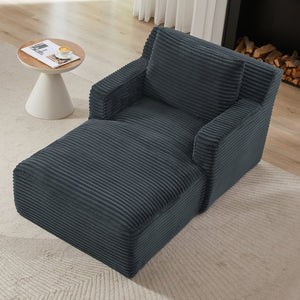 English Elm Indoor Single Chaise Sofa Plush Corduroy Upholstery, No Assembly, High-Density Foam & Pocket Spring Comfort DARK GREY W2339P294669