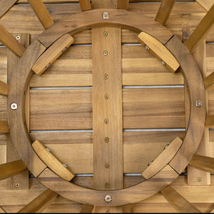 English Elm Christopher Knight Home® - Outdoor Round Top Acacia Wood Dining Table with Slat Drainage, Solid Teak Finish, Stable Circular Base N773P191382T